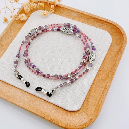 Damanse Beaded Glasses Chain,Eyeglass & Sunglass Strap For Women Stylish - color: Boho Amethyst