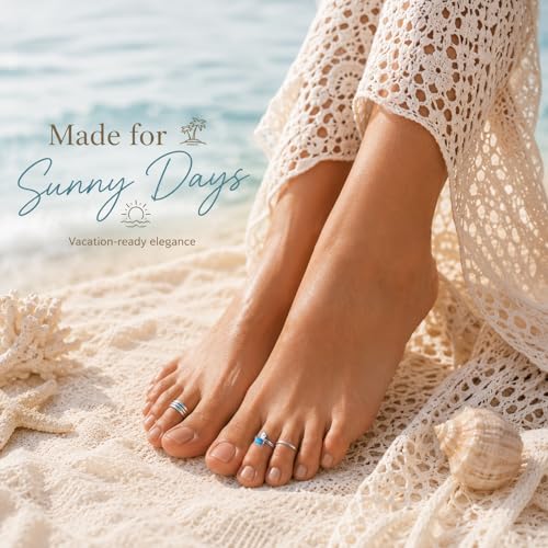 LeCalla 925 Sterling Silver Open Toe Rings Set for Women Adjustable Minimalist Toe Rings Summer Beach Foot Jewelry - color: 09. Trio (3 PCS)
