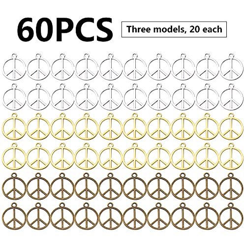 BronaGrand Sign Pendant Charms Alloy Peace Symbol Charms Peace Sign Beads Pendants Jewelry Charms Craft Supplies for DIY Necklace Bracelet Jewelry Making Accessory - color: Bronze/Silver/Gold