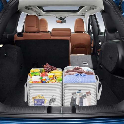LHZK Standing Utility Tote Bag with Metal Wire Frame and the Sides Rinforced, Large Tote Bag with Handle, Reusable Grocery Bags Foldable, Beach Bag, Car Tote (Gray, 18.5''x11.8''x11.5'') | Metal Wire Frame - color: Gray, size: 18.5''x11.8''x11.5''-1 Pack