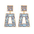 Rhinestone Rectangle Statement Earrings Colorful Crystal Geometric Drop Dangle Earrings for Women Prom Party - color: Light Blue