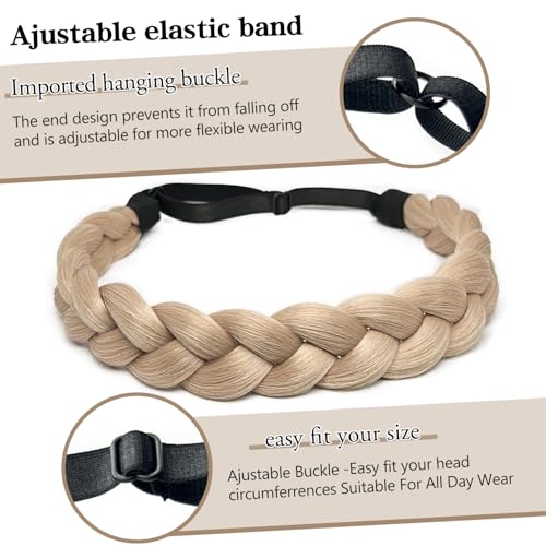 Braided Headbands Hair Piece for Women Synthetic Hair Head Bands Handmade Braid Hairband Hair Accessories Elastic Stretch Headwrap Braided Hair Band - color: 22#-Light Ash Blonde