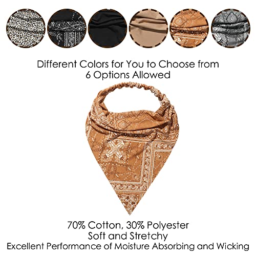 Vercret 6 Pack Hair Scarf Headband for Women Elastic Bandana Head Scarf Large Boho Triangle Kerchief with Clips Non Slip Scarves - color: P Paisley