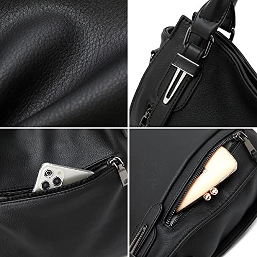 lapsting Hobo Bags for Women Handbags Purse Ladies Boho Shoulder Bag Crossbody Purses Faux Leather - color: G - 15inch Black - Black Metal