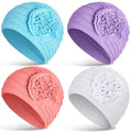 JenPen 4 Pcs Cotton Chemo Headwear for Women Turban Soft Cancer Head Scarf Hats Beanie Elastic Hair Wraps - color: Fresh Colors