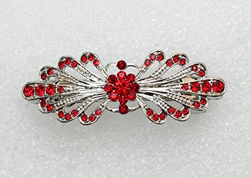 Faship Red Small Mini Floral Hair Barrette Clip - color: Red