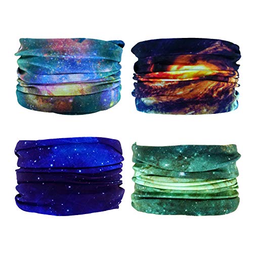 4 Headband Bandana Balaclava Half Face Mask Shield Head Hair Scarf Neck Gaiter Hat Multipurpose For WoMen Men Breathable Reusable Washable Universe Nebula Galaxy Blure Orange Green - color: 4x Galaxy Seamless Half Face Mask #1