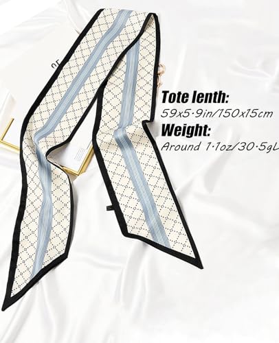 Hioyiwse Head Scarf Hair Neck Scarves For Women Purse Bag Scarfs For Handbags Silky Long Thin Satin Headscarf Fashion - color: B18-blue Lines Diamond Check