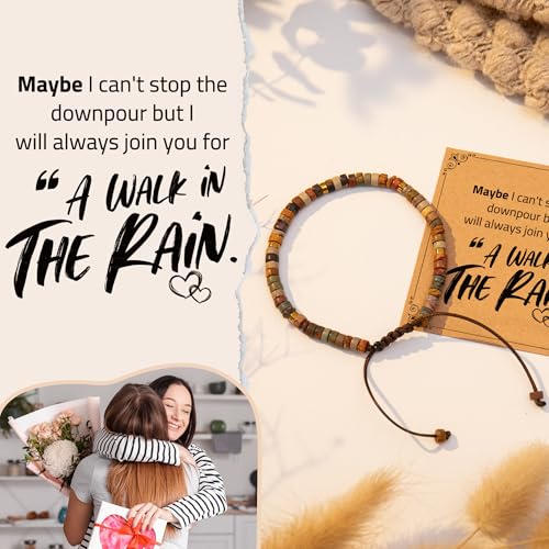 Inspirational Gifts Bracelets for Women: Mothers Day Birthday Gifts for Mom Women Friends Sister - Healing Natural Stone Beads Bracelets Thinking of you Get Well Soon Gift for Women - color: A-G JASPER STONE-RAIN