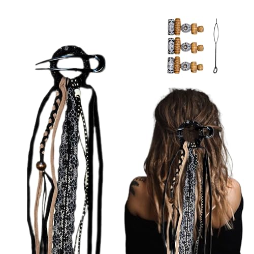 Handmade Boho Dreadlock Hair Ties - 1 Count - Black Hair Accessory for Women - Gentle and Durable Hold - Special Fashion Accessory - Ideal for Synthetic Dreads and Festive Occasions - color: Black