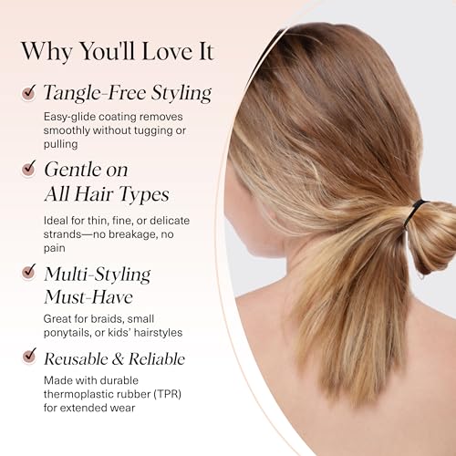 Kitsch Hair Ties No Damage for Kids, Teens and Women - Rubber Bands for Hair Styling | No Snag Hair Elastics | Daily Hair Accessories | Ideal Gifts for Women - 500pcs (Black) - color: Black, size: 500 Count (Pack of 5)