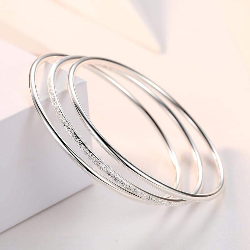 Sterling Silver Bangle Bracelets for Women,Fashion Jewelry Simple Adjustable 925 Silver Cuff Bangles for Women Mom Wife Valentine Mothers Day Gift - color: Silver-A1