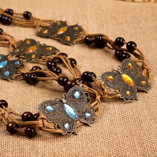 Bohemian Sytle Womens Rope Boho Waist Belt for dress - color: Butterfly Yellow