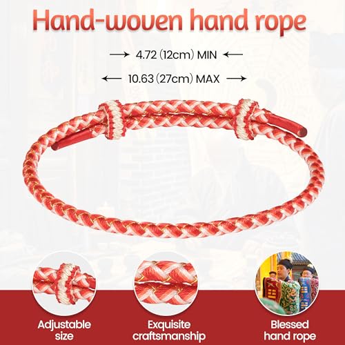 MOCLIF Bracelet for Men and Women, Adjustable Kabbalah Braided Bracelet，Good Lucky Lucky Fashion Red/Blue Handmade Wrist rope - color: Red