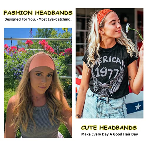 RITOPER Workout Wide Headbands for Women Non Slip, Super Soft Yoga Running Exercise Head Bands, Elastic Sweat Band Hair Bands for Women's Hair, Womens Solid Headband Hair Wrap - color: momao-12-solid