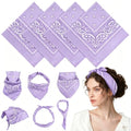 PLULON Bandanas for Men Women 4/12/24/30 Pack, Paisley Pattern Bandana Bulk Headbands Handkerchief Face Mask 100% Polyester - color: Light Purple