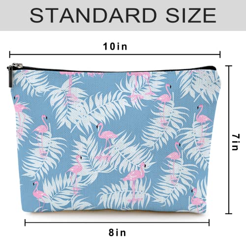 Cute Makeup Bag for Purse Canvas Waterproof Funny Cosmetic Bags for Women Zipper Travel Toiletry Pouch-Flamingo Makeup Bags-Blue - color: Flamingo Makeup Bags-Blue