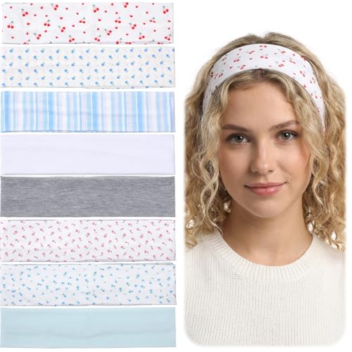 Tyqour 8pcs Women's Headbands Fashion Non Slip Cute Headband for Women Hairpin Headband Soft Fabric Girls Elastic Headbands Spring Summer Outfit