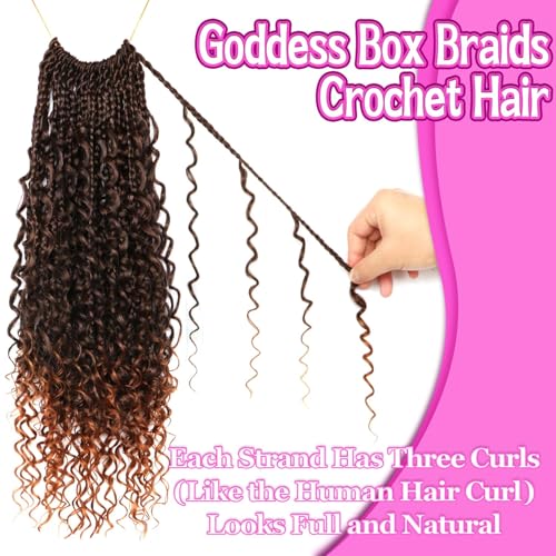 Goddess Boho Box Braids Crochet Hair-8 Packs 18 Inch Crochet Box Braids for Black Women Pre Looped (T30, 18 Inch (Pack of 8)) - color: T30, size: 18 Inch (Pack of 8)
