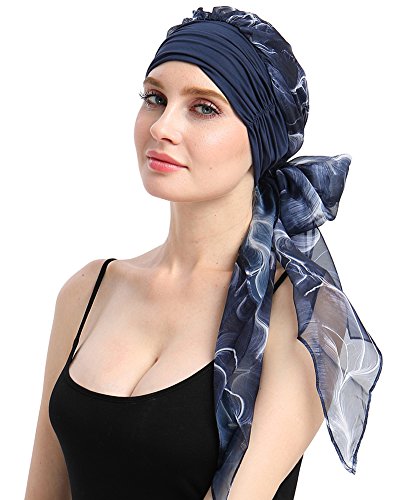 Chemo Headwear Turbans for Women Long Hair Head Scarf Headwraps Cancer Hats - color: Flying Leather