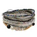 Handmade Bohemian Colorful Crystal Beaded Bracelets Set Multilayered Stackable Boho Stretch Adjustable Bangle Cuff Friendship Summer Beach Jewelry for Women - color: black