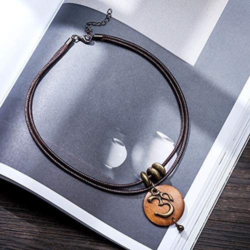 Brown Wooden Choker Chunky Pendant Necklaces for women - color: D