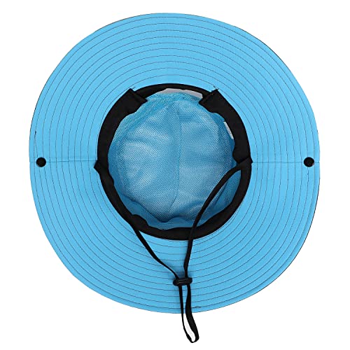 Womens Summer Sun Hat Beach Hat Wide Brim Outdoor UV Protection Hat Foldable Cool Mesh Ponytail Bucket Hat - color: Sky Blue-gray