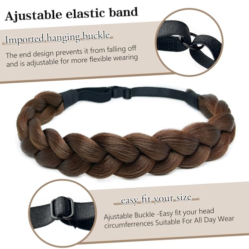 Braided Headbands Hair Piece for Women Synthetic Hair Head Bands Handmade Braid Hairband Hair Accessories Elastic Stretch Headwrap Braided Hair Band - color: 8#-Medium Brown