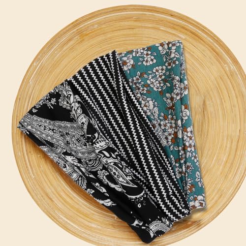 AKTVSHOW 12 Pack Boho Headbands - Wide Non-Slip Elastic Headbands, Trendy Hair Accessories for Women's Yoga, Workout, and Fashion - color: Women Headbands Set 4