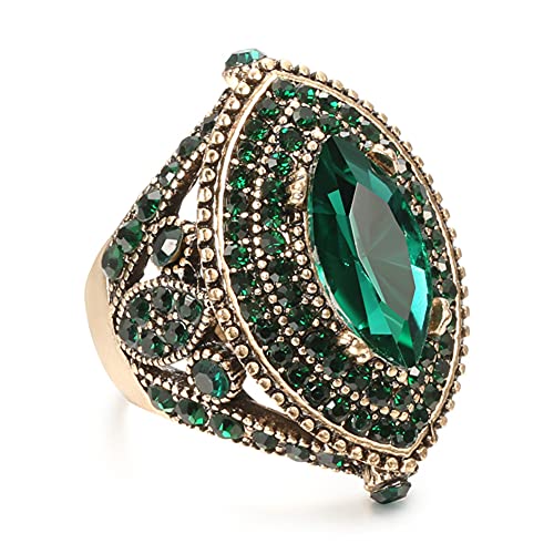 Women Ring - 32mm Turkish Style Gemstone Women Jewelry J0769 - color: Green