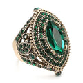 Women Ring - 32mm Turkish Style Gemstone Women Jewelry J0769 - color: Green