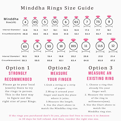 MINDDHA 14K Gold/White Gold Plated Rings- Cubic Zirconia Simulated Diamond Band For Wedding- Love Infinity Silver Gold Rings for Women- 2mm Band Size 4-12 - color: Silver