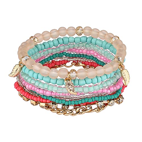 6 sets Bohemian Multilayer tassels bracelet Handmade Wrap Bracelets Bangle Jewelry Bracelets for Women - color: 6PCS-B
