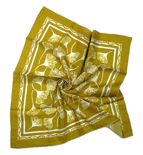 Shanlin Unisex Floral Cotton Square Scarf Bandanas 22x22 inch - color: Ginkgoleaves-yellow