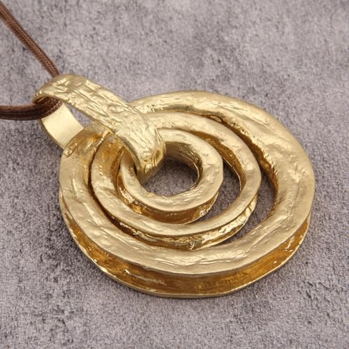 Bohemian Necklaces for Women Long Leather Necklace with Large Pendant Chunky Boho Hippie Jewelry Pendant Chocker Necklace - style: Large Gold Pendant Necklace