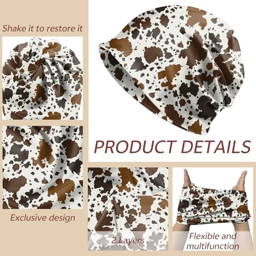 Chemo Caps Slouchy Beanie Hat Stretch Cancer Head Wraps Turban Sleep Headwear Scarf for Women Girls Men - color: I-1-cowhide