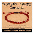 468Handmade Adjustable Natural Gemstone Crystal Bracelet Healing Power Energy Inspirational Gifts with Card for Unisex - color: 09-Carnelian(Luck), size: 4mm