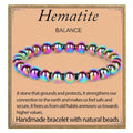 LPBeads Handmade Natural Gemstone Stretch Elastic Bracelet Healing Crystal Round Stone Beads Jewelry Gifts for Women Men - color: Rainbow Coated Hematite, size: 8mm