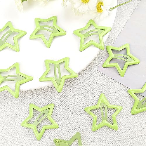 Star Hair Clips, Light Green, Small, Set of 10, Hair Accessories for Women and Girls, Y2K Fashion and Party, Non-slip Hollow Glitter Barrettes - color: Style4