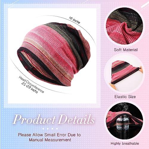 SATINIOR 5 Pieces Women's Slouchy Beanie Chemo Hat Stretch Cancer Head Wraps Sleep Head Scarf for Cancer Patient - color: Multicolor, style: Stripe Style