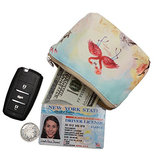 Women and Girls Cute Fashion Coin Purse Wallet Bag Change Pouch Key Holder - color: Flamingos