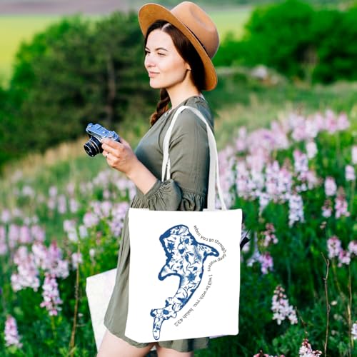 Floral Beach Whale Shark Gifts Jellyfish Christian Canvas Tote Bag for Work Totes for Women Christmas Bible - color: Isaiah01 179