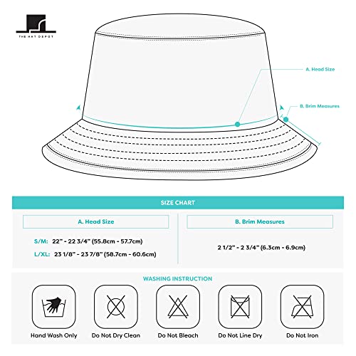 The Hat Depot Bucket Sun Hat 100% Cotton Long Brim and Deeper & Round Top Tennis Packable Summer Fashion Outdoor Hat - color: Dark Green, size: Small-Medium