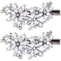 PAGOW 2 Pcs Flower Rhinestone Hair Clips, Silver Crystal Hair Pins, Flower Bridal Headpiece Wedding Hair Accessories for Brides Women - color: Silver 2pcs-Style B