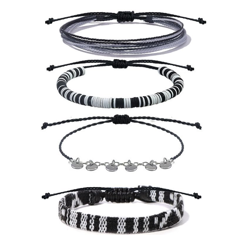 Beach Summer Ankle Bracelet for Women Handmade Braided Adjustable String Anklets Waterproof Surfer Bracelet - color: Coin