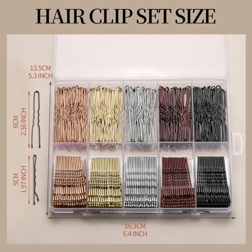 YGDZ 400 Counts Bobby Pins Bun Hair Pins Set, 2inch Bobby Pins for Women, 2.36inch U Shaped Hair Pins for Buns, 5 Colors Brown Blonde Black Hair Accessories for Hair Styling - color: Natural color