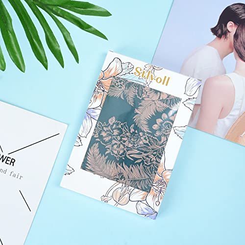 Stlvoll 100% Silk Head Scarf for Women - 27" Hair Scarves Satin Bandanas Square for Night Sleeping with Gift Packed - color: Green/Flesh Color