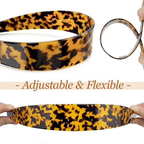 Tortoise Shell Headbands for Women, Wide Leopard Headbands with Teeth for Women's Hair No Headache Headband No Slip Hairbands-Tortoise, Acetate Hair Accessory for Daily Wear - color: light leopard print