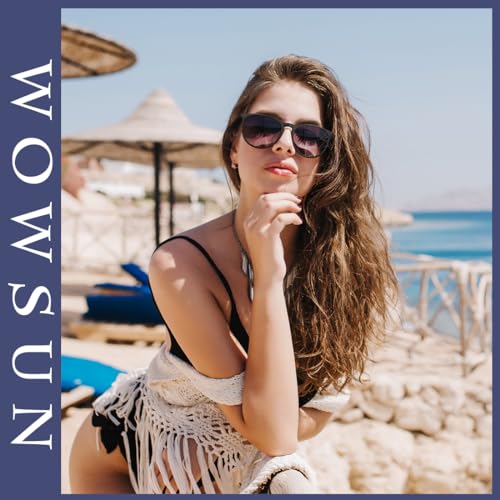WOWSUN Retro Polarized Sunglasses Womens Trendy Round Classic Glasses - color: (2 Pack) a Black Frame Gradient Grey Lens + Matte Leopard Gradinet Brown Lens