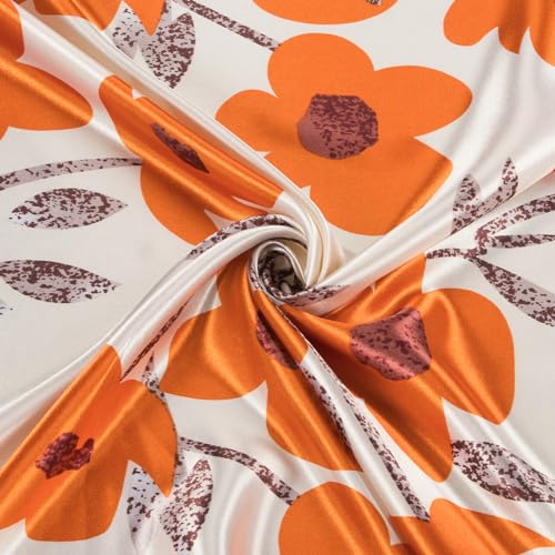RIIQIICHY Head Scarf for Women Like Silk Scarf Hair Scarf Printed Square Scarf Bandanas for Women 35 Inches - color: Cream/Blue/Orange/Brown